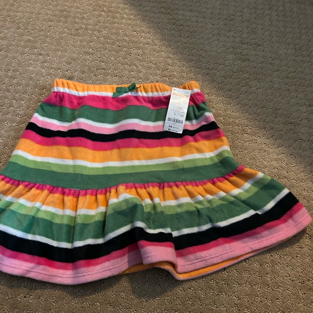 Gymboree Pink and Green Striped Skater Skirt